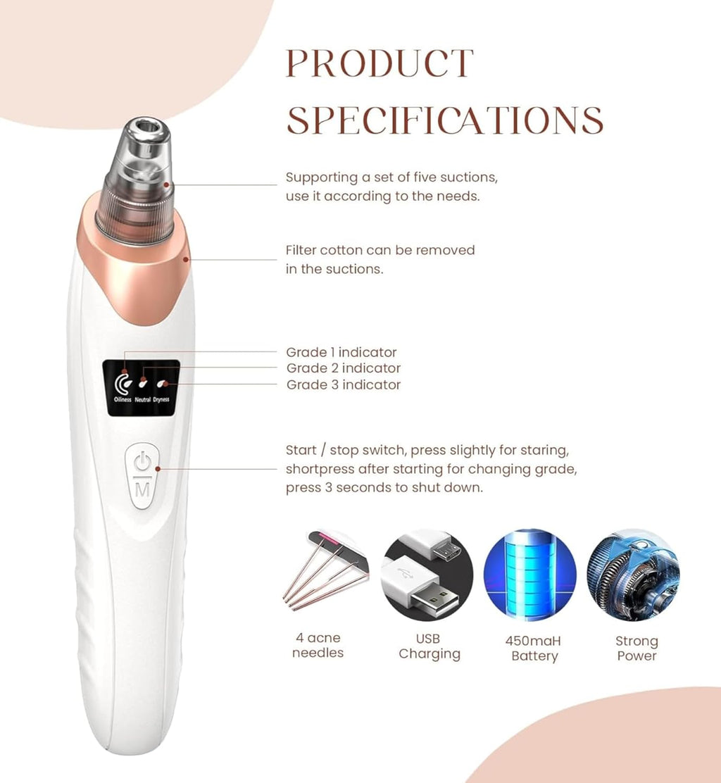 5 in 1 Electric Blackhead Acne Oil Remover Machine